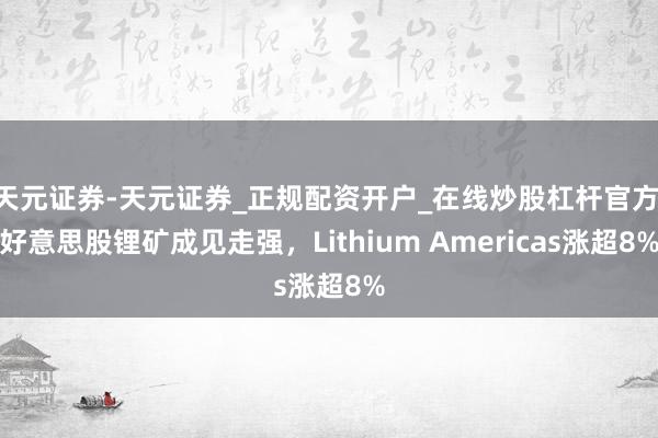 天元证券-天元证券_正规配资开户_在线炒股杠杆官方 好意思股锂矿成见走强，Lithium Americas涨超8%