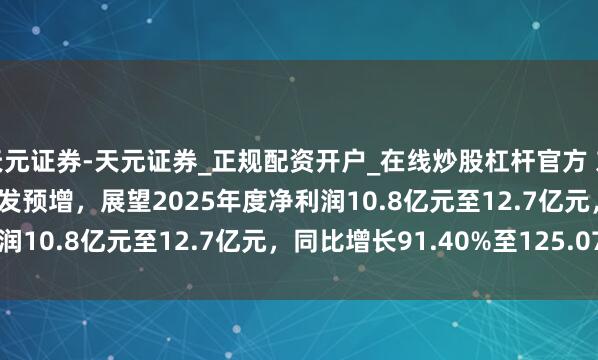 天元证券-天元证券_正规配资开户_在线炒股杠杆官方 东方铁塔(002545.SZ)发预增，展望2025年度净利润10.8亿元至12.7亿元，同比增长91.40%至125.07%